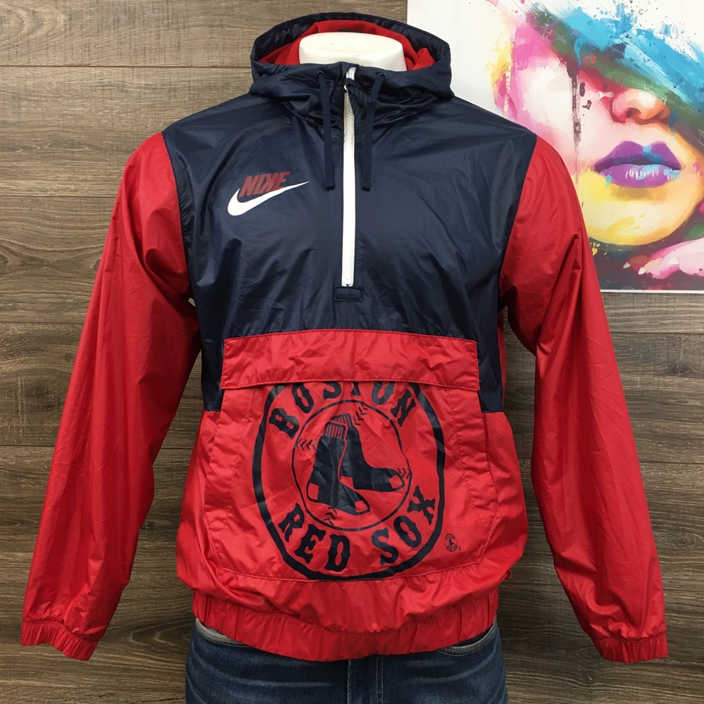 Nike Boston Red Sox MLB Pullover Windbreaker Anorak Jacket Half Zip Mens M